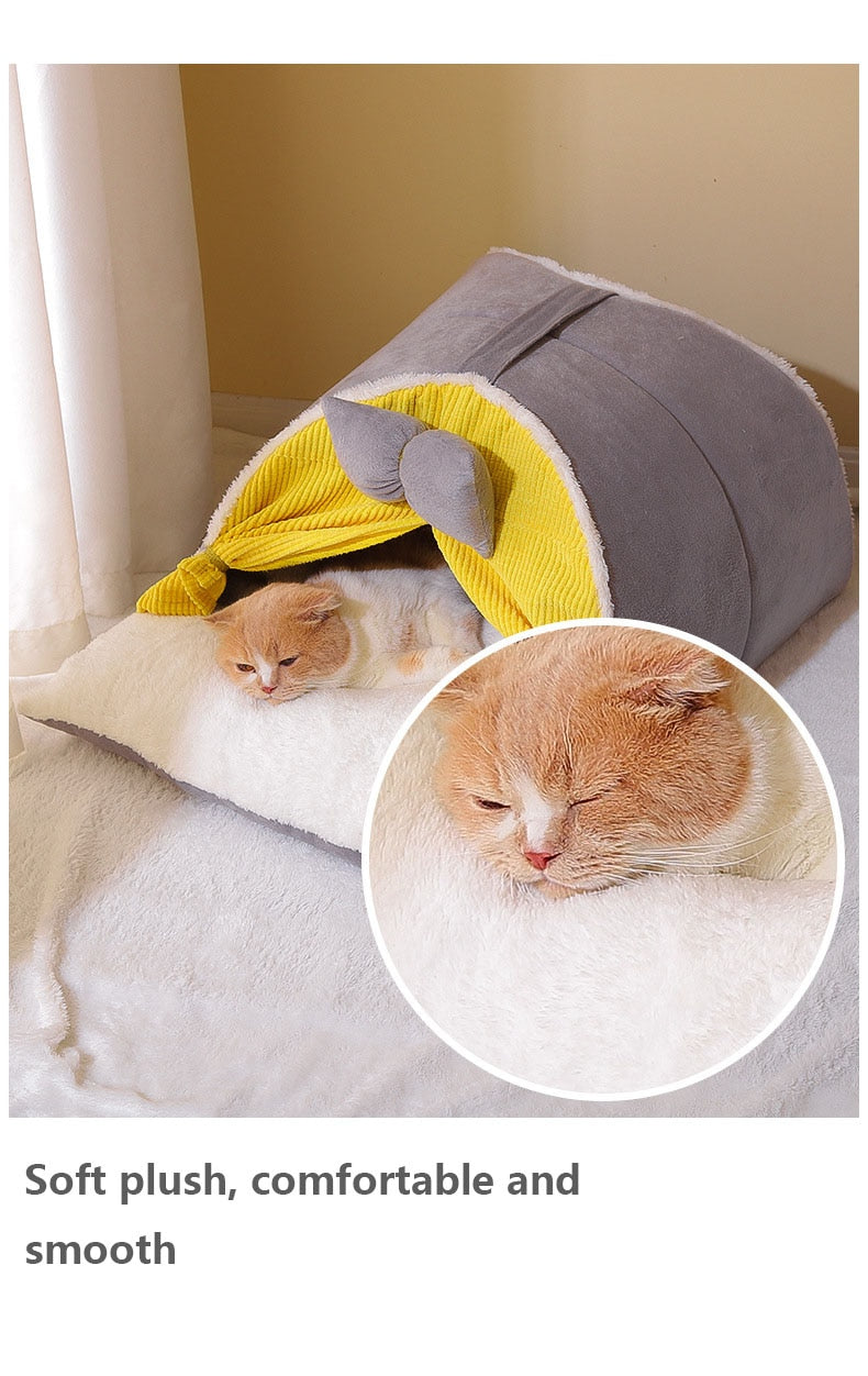 Luxurious Semi-Enclosed Cat Tent Bed