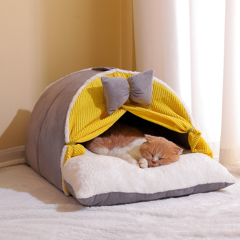 Luxurious Semi-Enclosed Cat Tent Bed