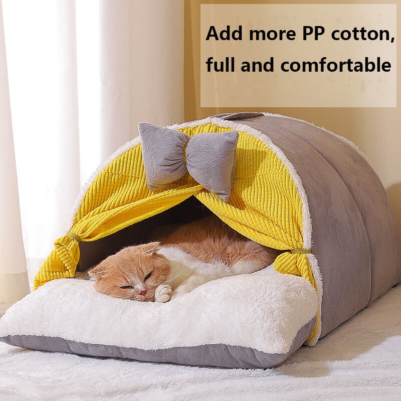 Luxurious Semi-Enclosed Cat Tent Bed