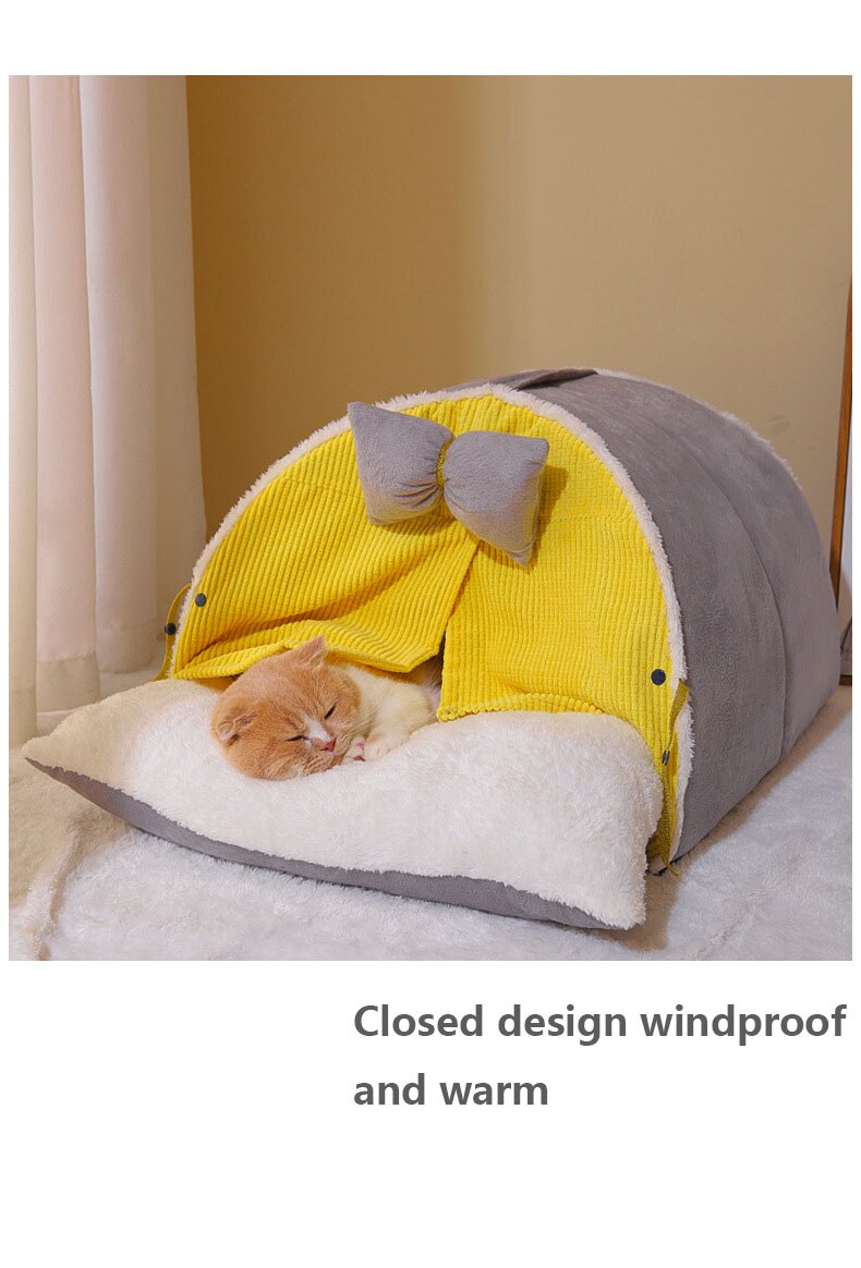 Luxurious Semi-Enclosed Cat Tent Bed