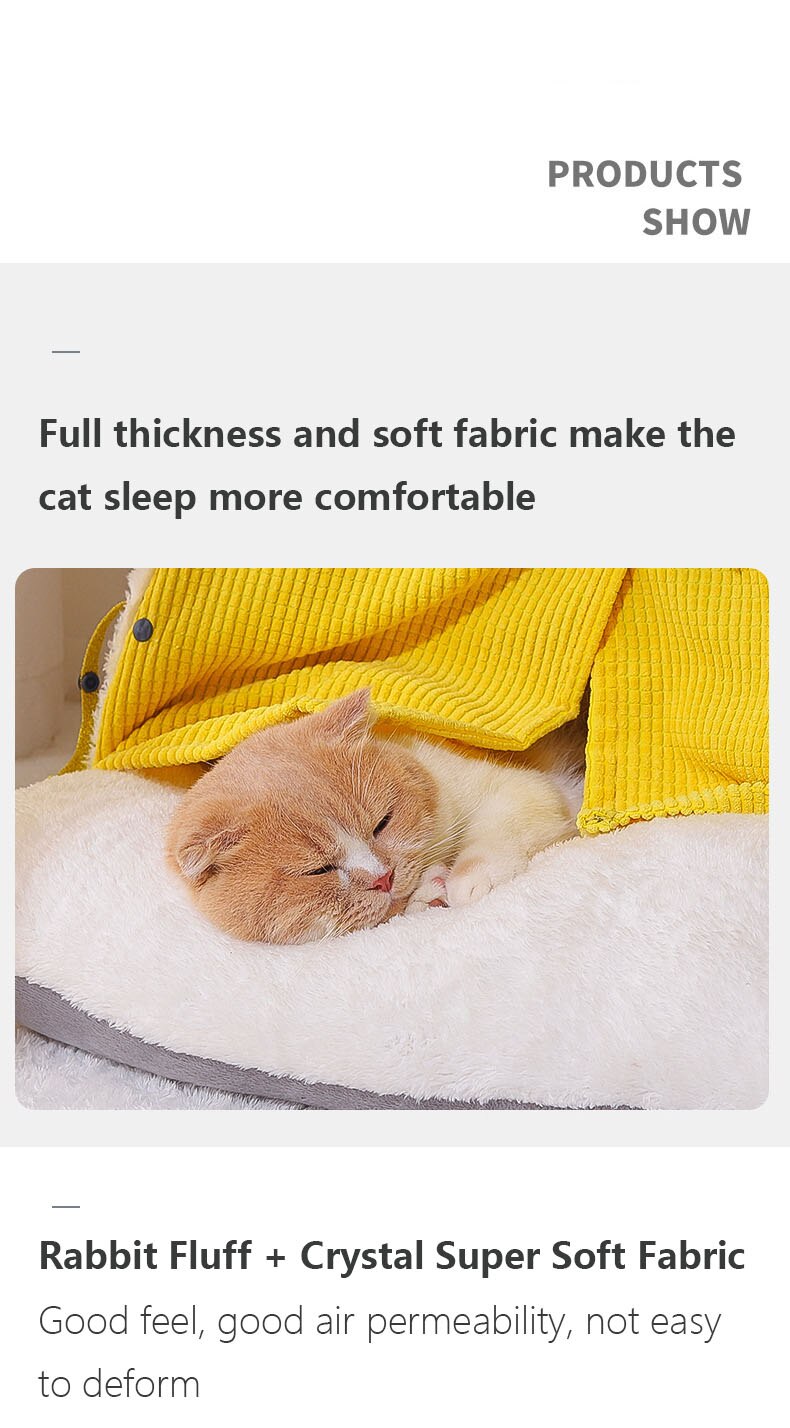 Luxurious Semi-Enclosed Cat Tent Bed