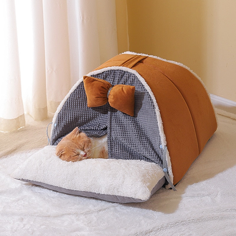Luxurious Semi-Enclosed Cat Tent Bed