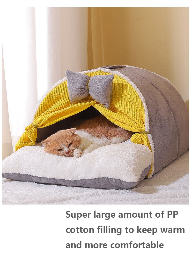 Luxurious Semi-Enclosed Cat Tent Bed