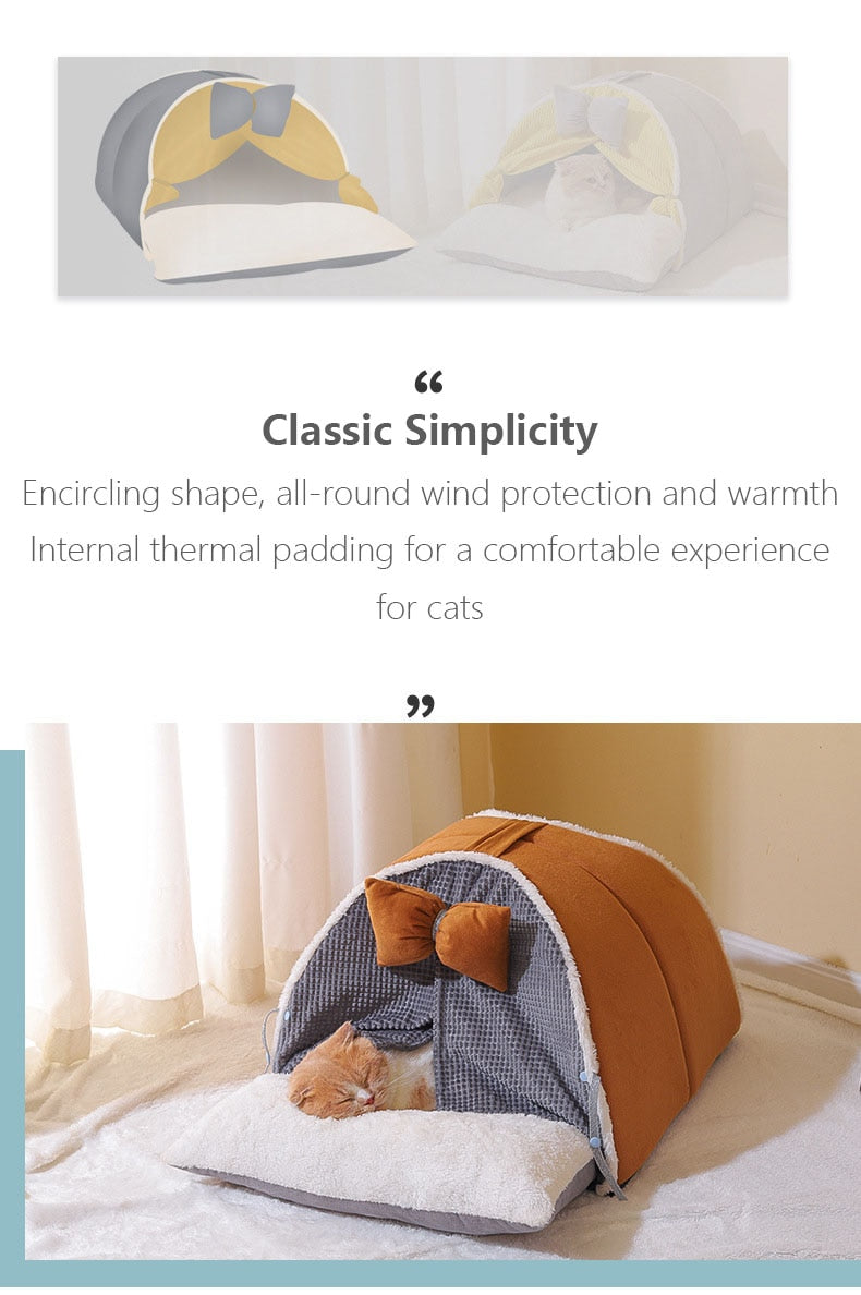 Luxurious Semi-Enclosed Cat Tent Bed