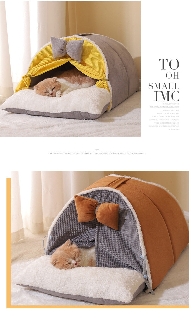 Luxurious Semi-Enclosed Cat Tent Bed